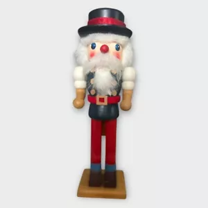 Vintage Nutcracker Tyrolean Man 11.25" Wood Belt Hat Beard - Picture 1 of 11