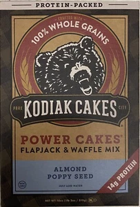 Kodiak Protein Cakes ALMOND POPPY SEED Pancake Flapjack & Waffle Mix 18 oz Box - Picture 1 of 4