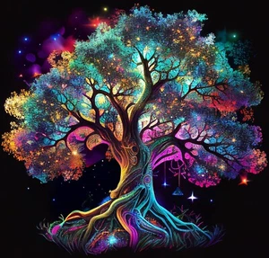 Rainbow Tree Of Life Iron On Transfer For T-Shirt + Light & Dark Fabrics #10 - Picture 1 of 2