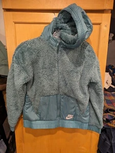 Nike Girls Full Zip Sherpa Fleece Full Zip Hooded Jacket  Size Large - Picture 1 of 4