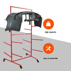 Adjustable Mobile Bumper Storage Rack Double Sided Standing Shelf Auto Body Shop - Foto 1 di 10
