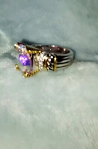 NEW .925 Sterling Silver Faceted Aurora Borealis Crystal Ring Size 8.75 - Picture 1 of 19