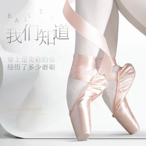 New Ladies Girls Professional Satin Ballet Pointe Shoes & Ribbon Dance Toe Shoes - Picture 1 of 6