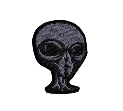 Gray Alien UFO Extraterrestrial Iron on Fabric Patch by GroovyPatch! - Image 1 of 4