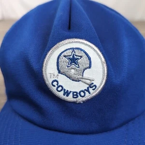 Vintage 90s 80s Dallas Cowboys Mesh Trucker Hat Center Patch Blue Strap back Cap - Picture 1 of 8