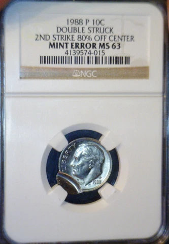 1988 ERROR NGC MS63 DOUBLE STRUCK 2 DATES Roosevelt Dime NICE CH BU DS Coin NR Cover