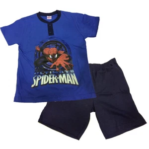SPIDERMAN pigiama corto t-shirt +pantaloncino in cotone blu varie taglie - Foto 1 di 1