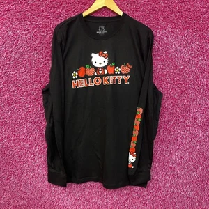 Hello Kitty Strawberry Design Black Long Sleeve T-Shirt 2XL - Picture 1 of 4