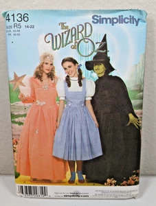 Simplicity 4136 Wizard Of Oz Womens Costume Sz 14-22 Dorothy Glinda Wicked Witch - Picture 1 of 2
