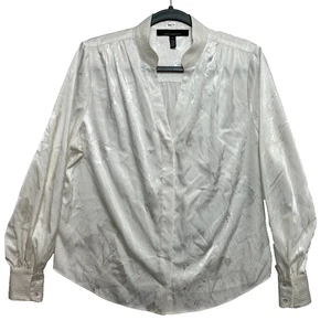 White House Black Market Shirt Womens S White Long Sleeve Satin Button Up - Picture 1 of 13