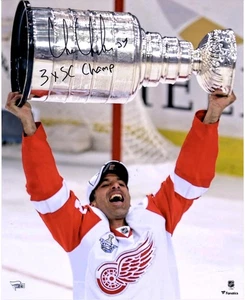 Chris Chelios Red Wings Signed 16" x 20" Raising Cup Photo & "3X SC Champ" Insc - Picture 1 of 1