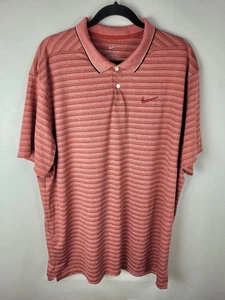 Nike Golf Polo RED Striped Standard Fit Dri-Fit Performance Men's Sz 2XL - Picture 1 of 4