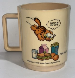 Tazza caffè vintage DEKA GARFIELD in plastica FOOD IS MY LIFE 1978 - Foto 1 di 4