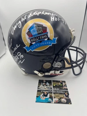 Bob Griese Dwight Stephenson Signed Hall of Fame 50 YR Helmet Miami Dolphins JSA - Image 1 of 4
