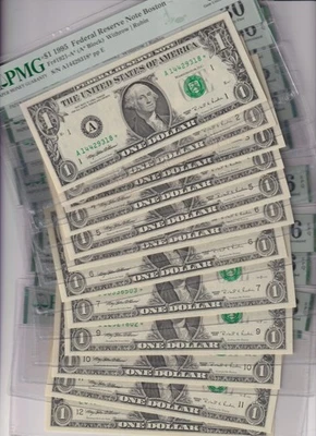 ALL 12 *STAR* NOTES 1995  Fr 1921-*/1922-* $1 FRN PMG 66EQ/30 FULL DISTRICT SET - Image 1 of 4