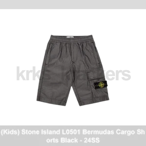(Kids) Stone Island L0501 Bermudas Cargo Shorts Black - 24SS - Picture 1 of 2