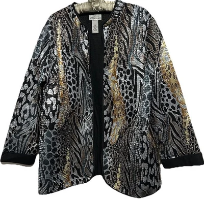 Catherines куртка 0 X текстурированный животных печать открытый передний наряд Топпер женщин 14/16 - Изображение 1 из 4