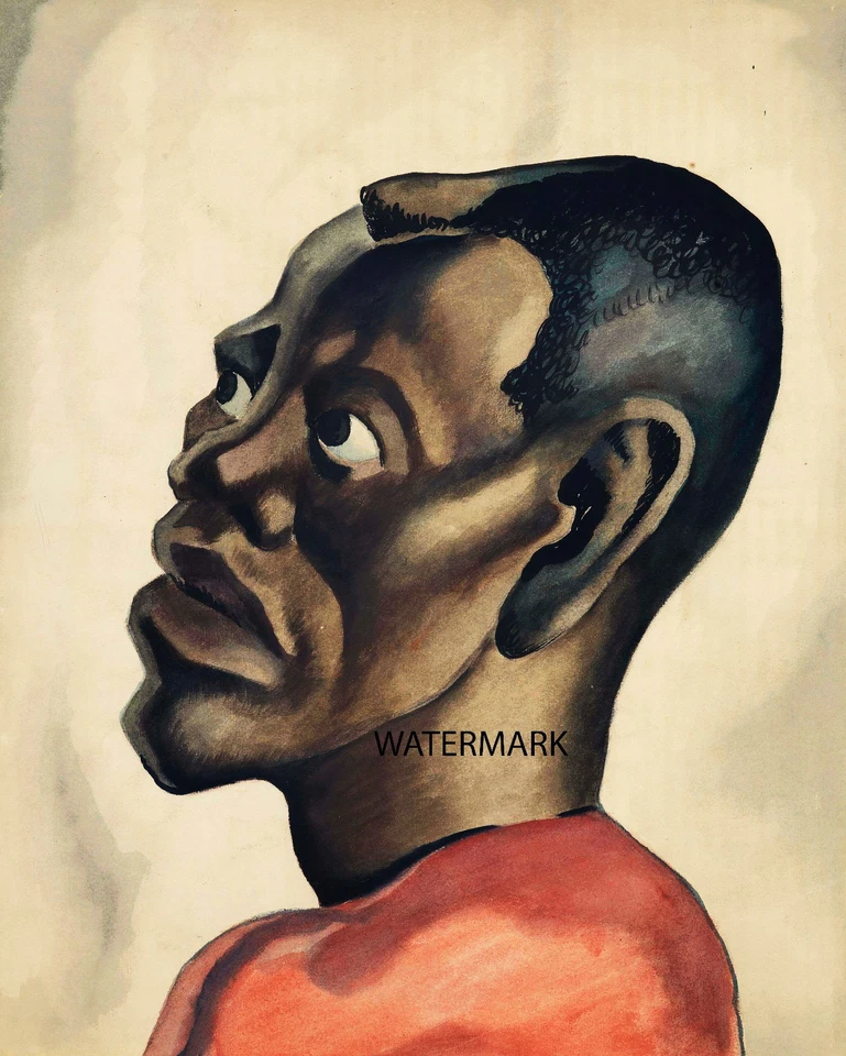Thomas Hart Benton Negro Head 1924 impresión 17x22 pulgadas - REPRODUCCIÓN Foto 1 de 1