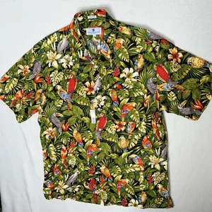NWT Men Sz Large English Sports Shop Bermuda Shirt Button Up Hawaiian Parrot - Picture 1 of 11
