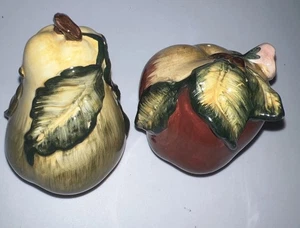 Salero y pimentero vintage de manzana y pera decoraciones de frutas - Imagen 1 de 5