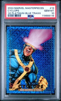 2024 Upper Deck Marvel Masterpieces '92 Blue Traxx #13 Cyclops - PSA 10 - Image 1 of 2