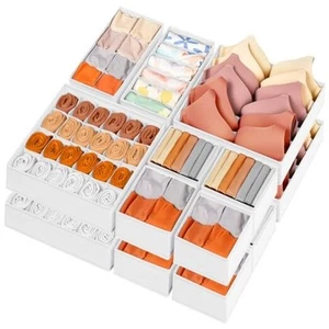 Drawer Organizer Clothes Dresser Organizer Bins for Baby Clothes, 16 Pack White - Picture 1 of 8