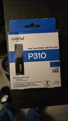 Crucial P310 2TB M.2 2280 PCIe Gen4 3D NAND NVMe, to 7,100MBs SSD CT2000P310SSD8 - Image 1 of 2