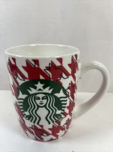 2017 Starbucks Mugs 10fl oz  Red White Black Hounds Tooth Pattern VGC - Picture 1 of 5