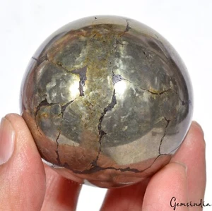 2 Zoll Natürlicher Gold Pyrit Kristall Reiki Heilung Mineral Edelstein Kugel/Kugel - Bild 1 von 7