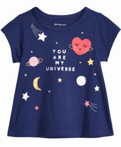 First Impressions Baby Girls Universe-Print Cotton T-Shirt - Picture 1 of 2