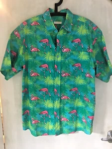 MENS SHIRT PINK FLAMINGOS BEACH/CASUAL SIZE XL, SHORT SLEEVE - Picture 1 of 4