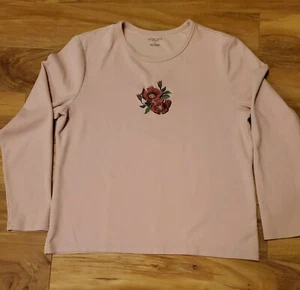 Sonoma Large Women's Long Sleeve Shirt Crew Neck Embroidered Cotton New - Picture 1 of 12