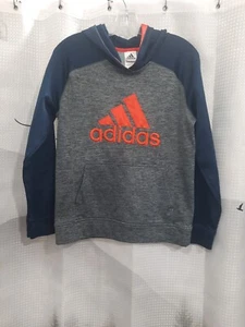Adidas Hoodie Sweatshirt Bluish Gray And Orange AA6283 Boys XL 18/20 - Picture 1 of 7