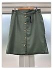 NEW VERO MODA NWT Khaki Green Linen Short Button Front A Line Skirt Size 16