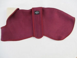 WOODLANDS 23" 58m WHIPPET COAT BURGUNDY FAUX SUEDE OUTER / CREAM FLEECE LINING - Picture 1 of 6
