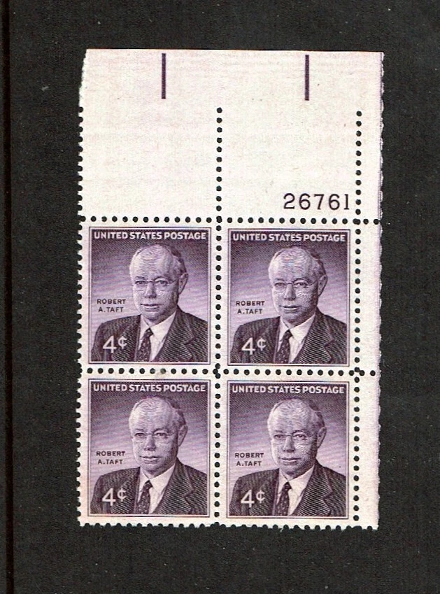 1960 U.S Commem 4c ROBERT A TAFT   Plt #Blk of 4  Sc#1161 M/NH/OG/Pristine - Image 1 of 1