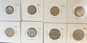 1992 LATVIA , 8 COINS FULL SET 1, 2, 5, 10, 20, 50 SANTIMs 1,2 LATS Circ - Picture 1 of 2