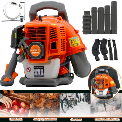 V-MODEST Backpack Leaf Blower Gas Powered Snow Blower 665CFM 280MPH 43CC 2-Stroke 3HP