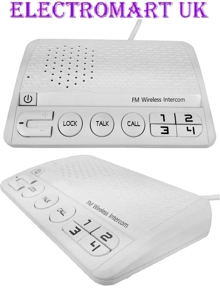 2 WAY WIRELESS CORDLESS 13A PLUG IN MAINS INTERCOM SYSTEM DESK WALL MOUNT PAIR - Image 1 of 1