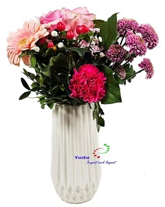 Blumenvase Dekovase Vase mit Rillen-Relief  für Schnitt-/ Trockenblumen - Bild 1 von 3