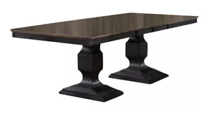 Kings Brand Alleyton Charcoal & Oak Wood Rectangle Extendable Dining Room Table - Picture 1 of 5