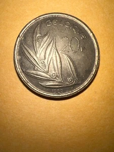1982 Belgium 20 Francs Nickel Bronze World Coin KM159 Belgique Frank - Picture 1 of 2