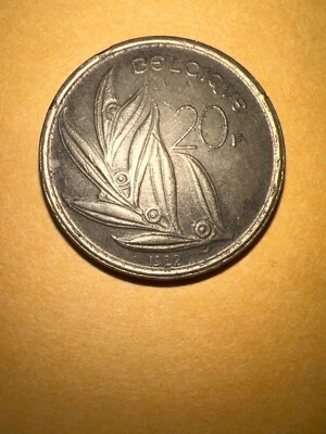 1982 Belgium 20 Francs Nickel Bronze World Coin KM159 Belgique Frank - Image 1 of 2