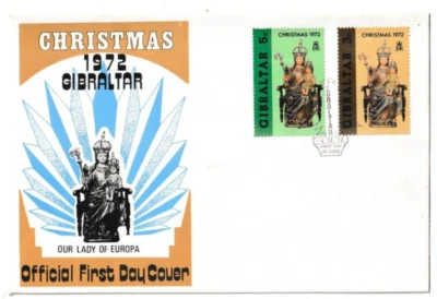 4/10/1972 Gibraltar FDC - Christmas 1972 - Our Lady of Europa - Image 1 of 2