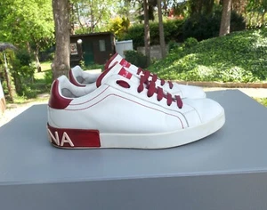 DOLCE & GABBANA SHOES 42 shoe sneaker sneakers white red portofino big logo d&g - Bild 1 von 11