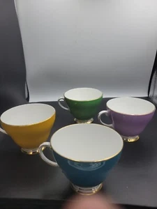 Royal Grafton Set Of 4 Pastel Teacups Bone China England UK, Green,teal,yellow,p - Bild 1 von 8