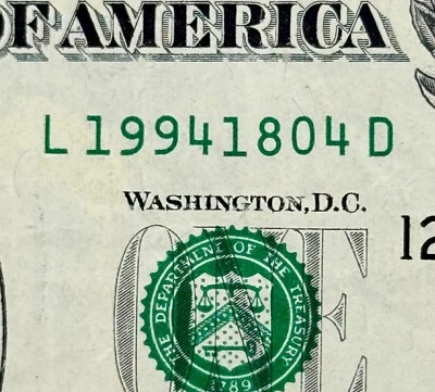 1994 18th of April Birthday Dollar Bill Anniversary Fancy Serial Number Dollar - Image 1 of 3