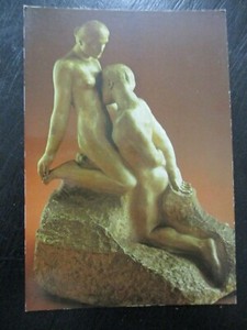 a vintage post card:a Marble scalpture,Auguste Rodin,Rodin museum,France 80's.D8