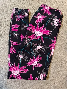 NUEVO Leggings LulaRoe OS Talla Única Floral Realista Girasoles Rosa Negro #487 - Imagen 1 de 3