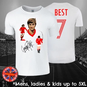 George Best Football Legend T-shirt Mens Ladies Kids Babies Manchester N Ireland - Picture 1 of 1